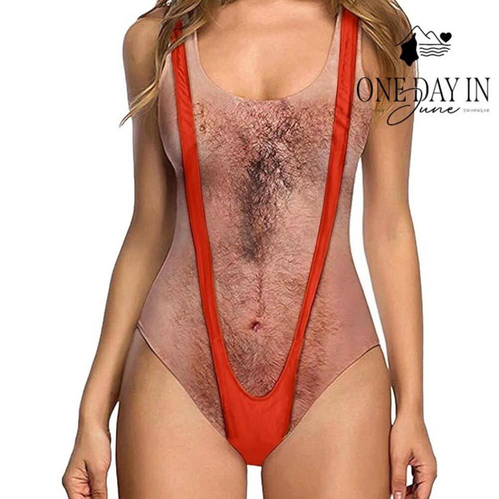 Aleumdr Man Print One Piece Swimsuit Size M